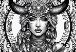 buffalo and woman whole body tattoo idea