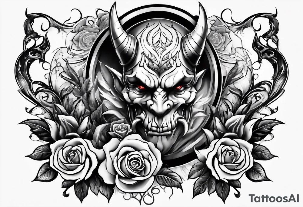tattoo with devil and roses  for the back tattoo idea