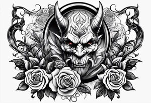 tattoo with devil and roses  for the back tattoo idea