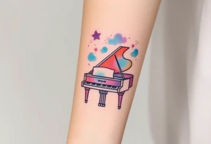 dreamy piano under the stars tattoo idea