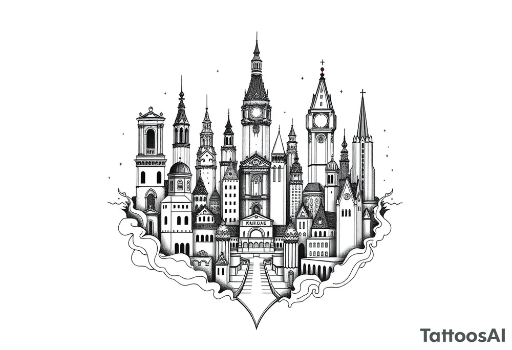 Magical city tattoo idea