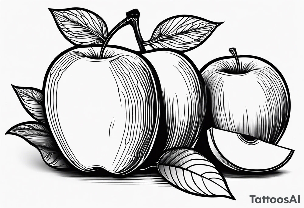 a talbot with foot on an apple tattoo idea