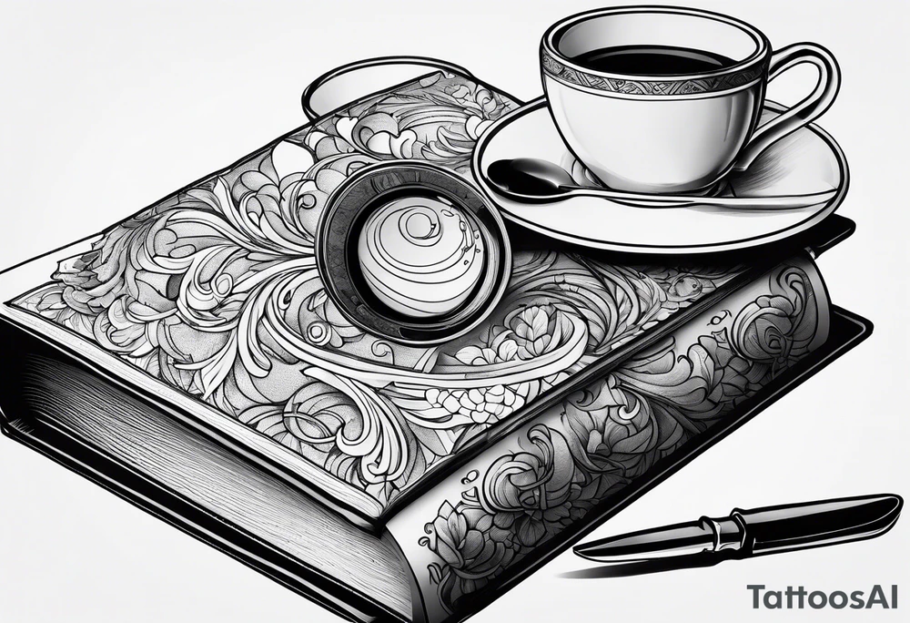 books and coffee tattoo idea