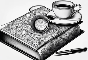 books and coffee tattoo idea
