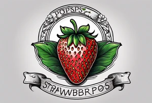 lonely strawberry wrapped in memorial banner saying Pops tattoo idea