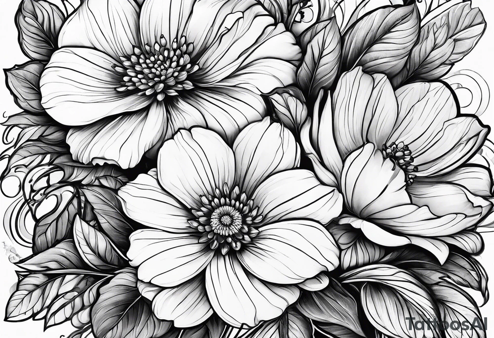 Flower with the name TEMPESTT as the stem tattoo idea
