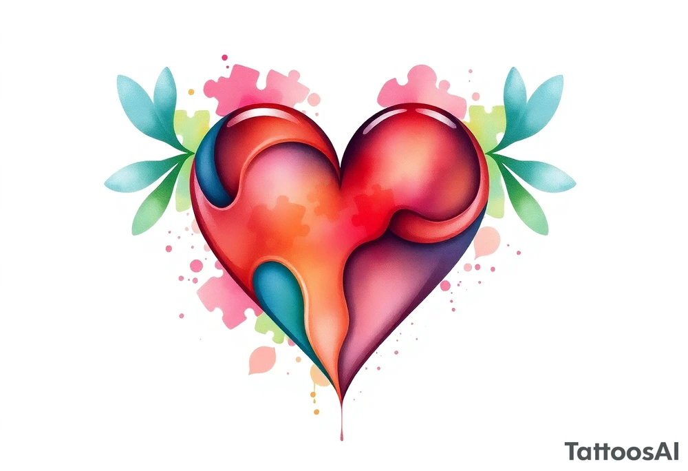 autism heart shape symbol tattoo idea