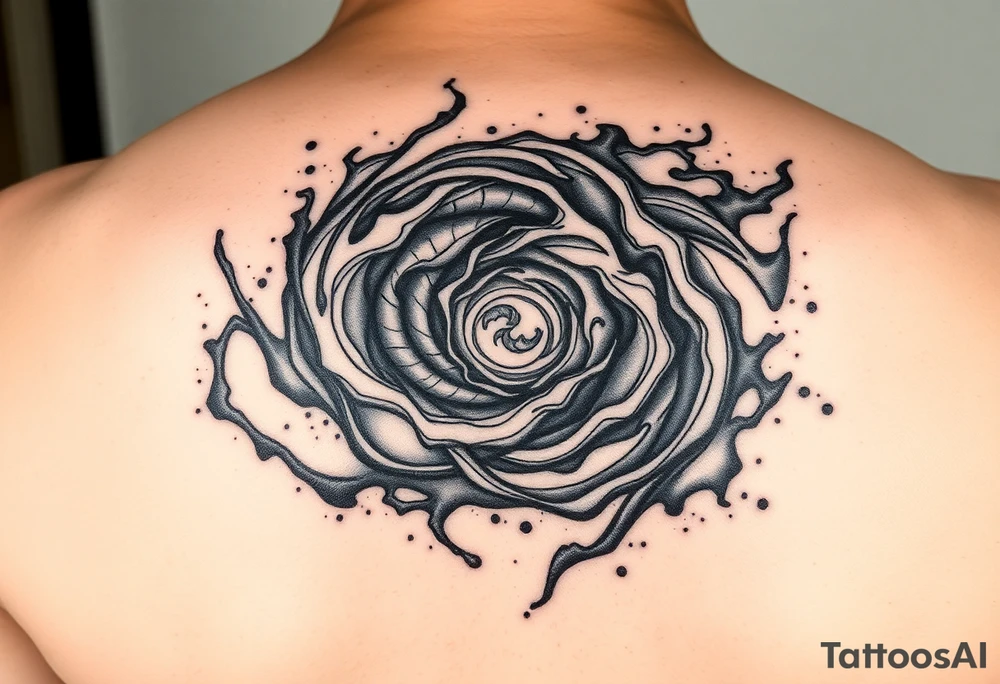 swirly smoky flowing spirally galaxy with stipple shading tattoo idea