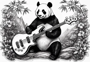 A panda playing the bass guitar tattoo idea