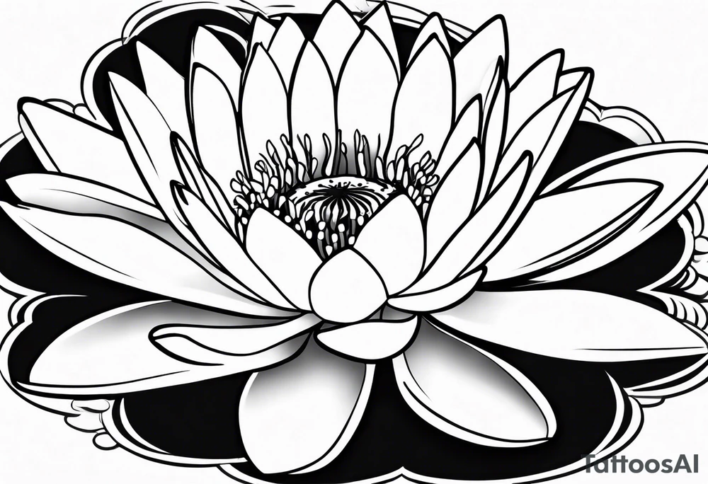 single line water lily tattoo, very simple tattoo idea