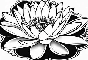 single line water lily tattoo, very simple tattoo idea