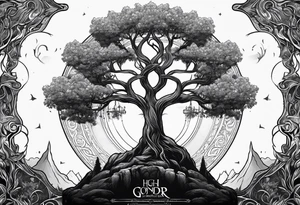 Gondor tree with Jedi symbol tattoo idea