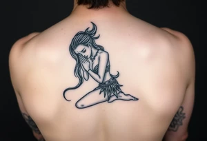 oni female in kneeled praying position, wearing revealing clothing tattoo idea