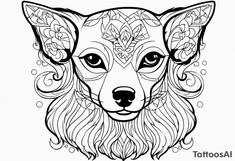 chihuahua long haired tattoo idea