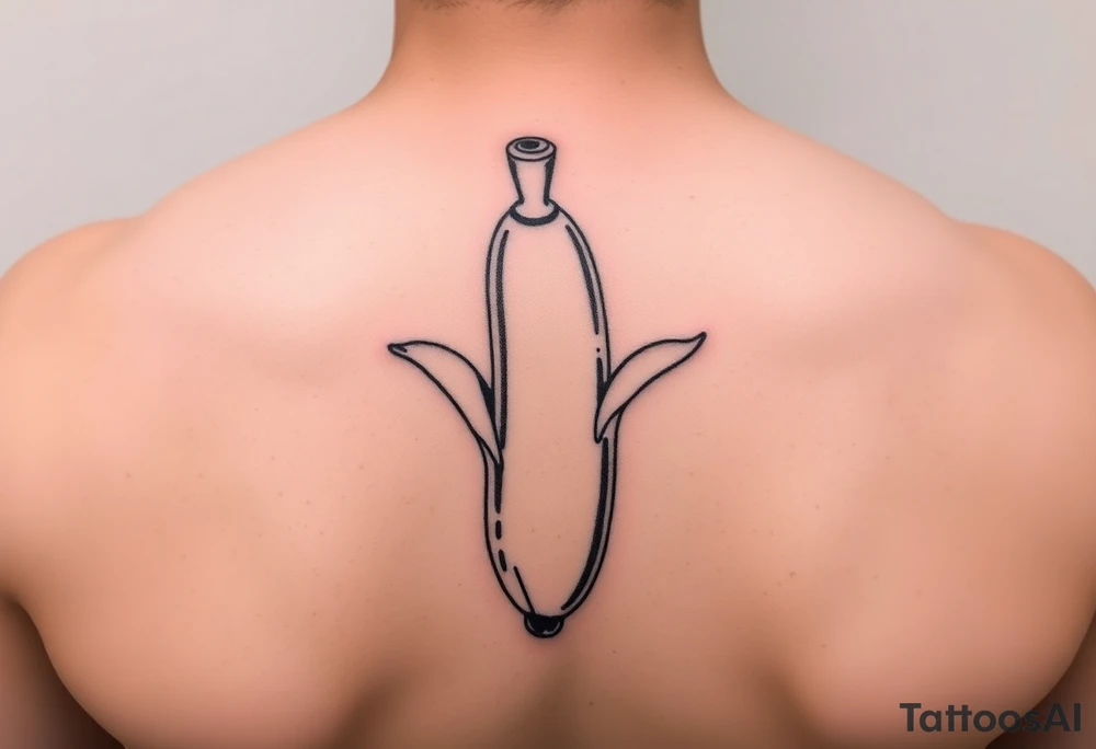 Erect penis disguised as a banana tattoo idea
