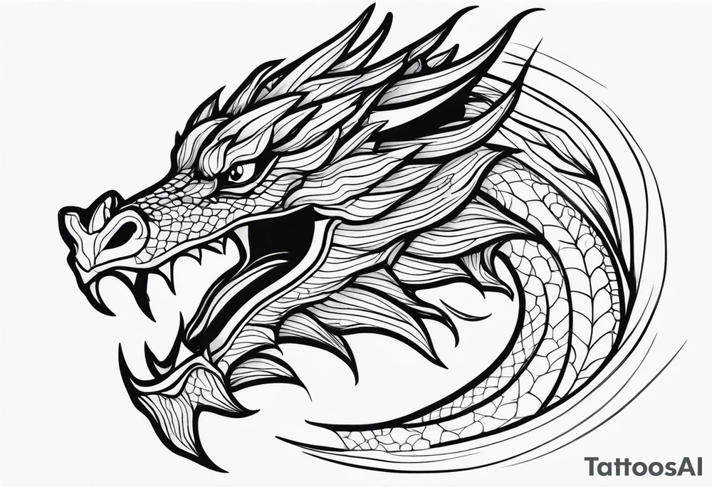 Dragon full black small tattoo idea