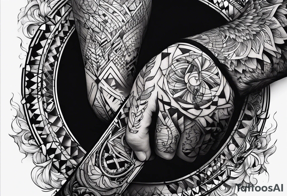 extreme fragmented anger pain on elbow tattoo idea