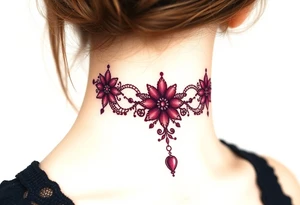 A deep burgundy lace bracelet, softly fading into a watercolor effect, symbolizing love and passion tattoo idea