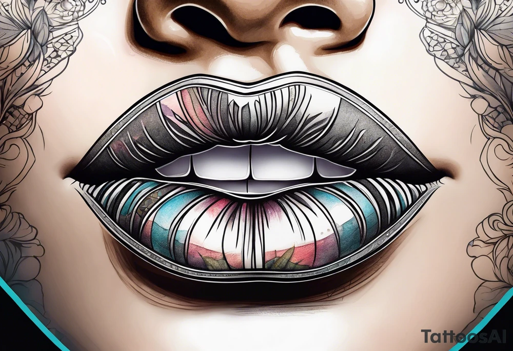 Sexy female lips tattoo idea