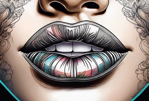 Sexy female lips tattoo idea