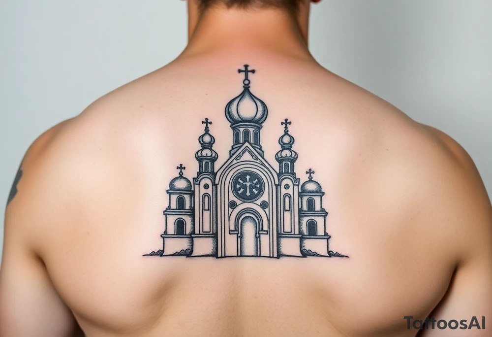 Russian church and orthodox icon tattoo idea