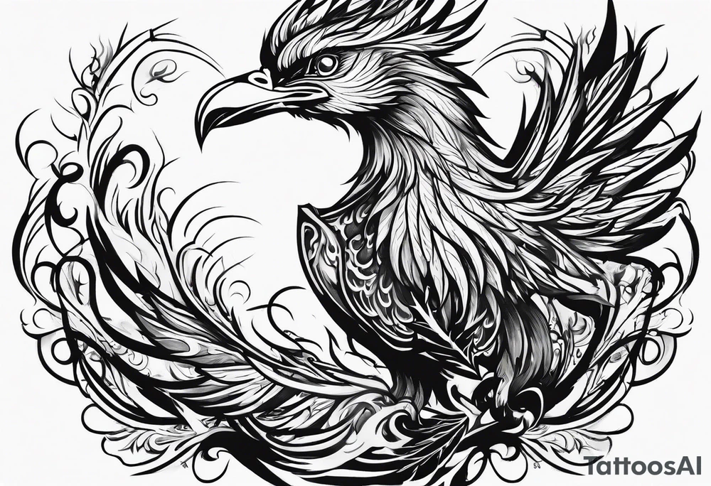 Phoenix raising from ashes tattoo idea