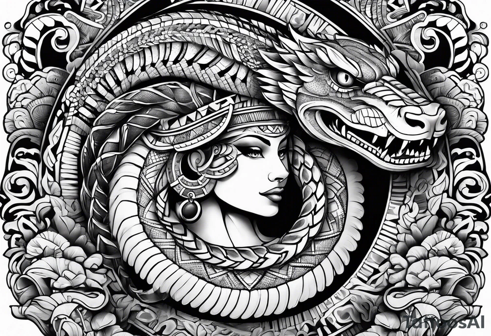aztec snake sleeve tattoo idea