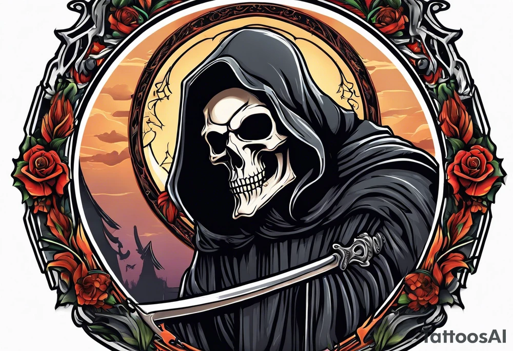 Grim reaper with a halo tattoo idea