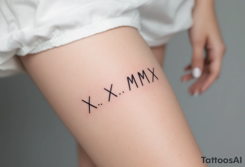 Soft black X.X.MMX inscribed along the spine, with a faded watercolor background in muted blue-gray. tattoo idea