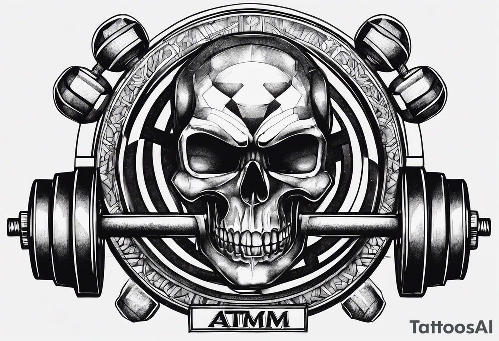 Gym with name ATOM tattoo idea