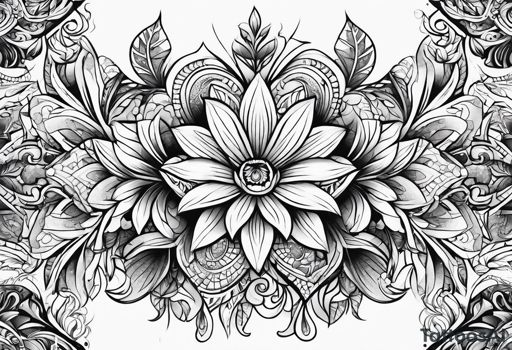 Tribal, flowers, thigh tattoo idea