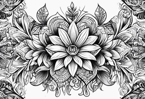 Tribal, flowers, thigh tattoo idea