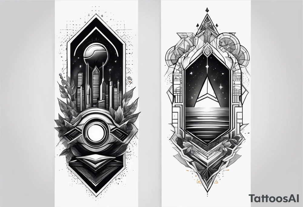 Forearm futuristic design tattoo idea