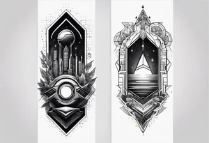 Forearm futuristic design tattoo idea