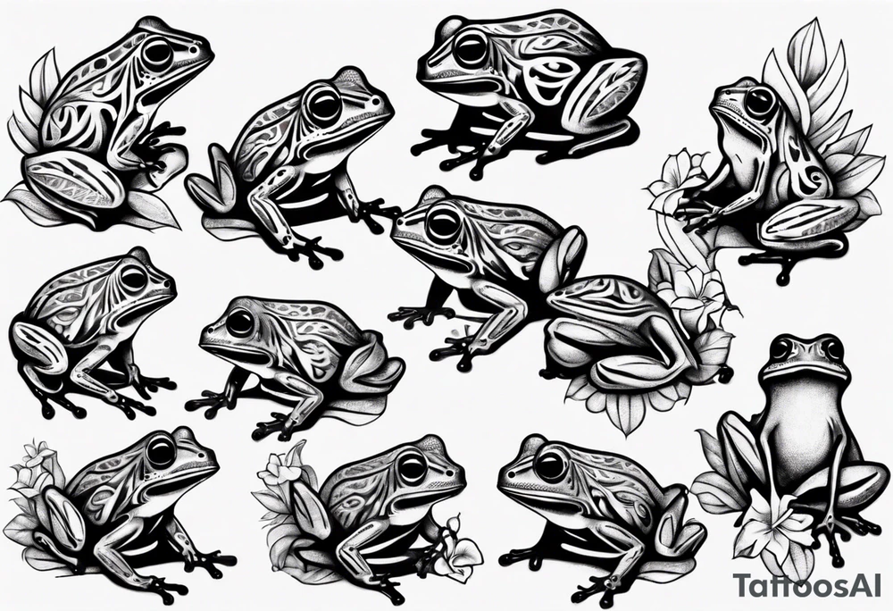 common coqui sitting on flor de maga tattoo idea