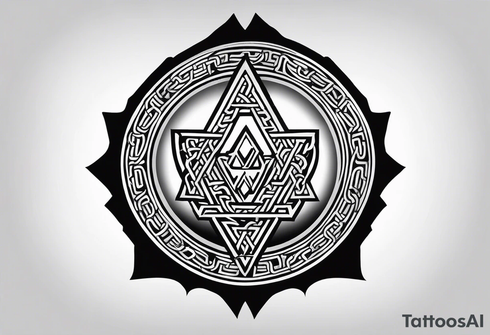 Valhalla round shield axe
Valknut barbed wire chains tattoo idea Valhalla round shield axe
Valknut barbed wire chains tattoo idea