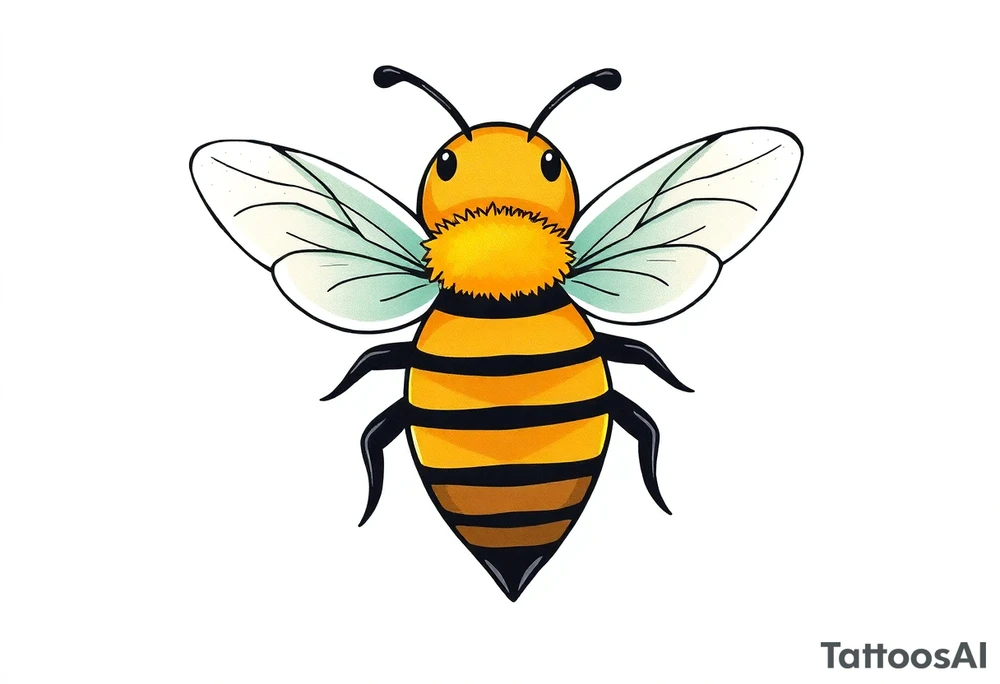 Cute bee from top angle tattoo idea