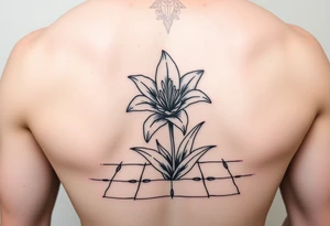 bathroom with lily coming up out of tile floor tattoo idea