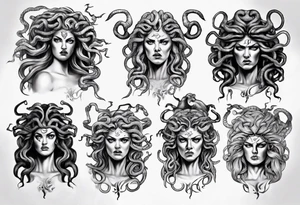 realistic angry medusa greek mythology tattoo idea