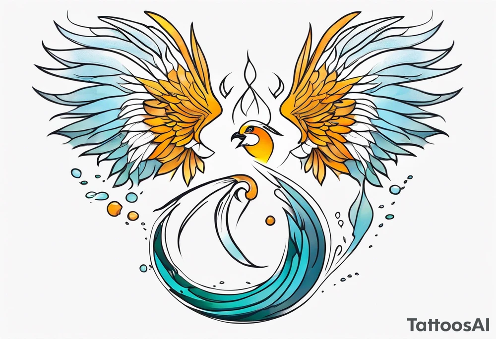 strength, pisces, water, phoenix, small, nuanced, positive tattoo idea