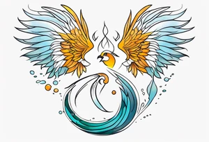 strength, pisces, water, phoenix, small, nuanced, positive tattoo idea