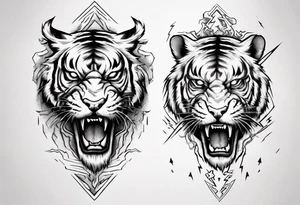 A thunder god tiger forearm tattoo, with lightning filling the area tattoo idea