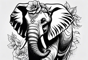 elephant with flowers tattoo idea