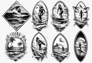 surfer beach tattoo idea