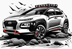 hyundai kona rally with lightning bolts tattoo idea