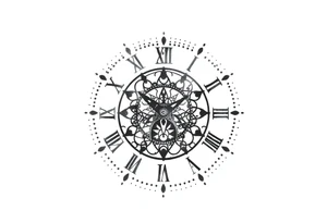 vintage roman numerals within ornate clockwork mechanism tattoo idea