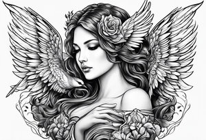 Angel with hummingbird tattoo idea