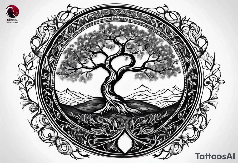 Tree of life in a circle tattoo idea