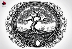 Tree of life in a circle tattoo idea
