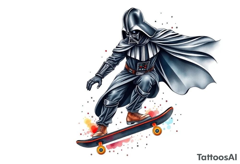 Skateboarding Darth Vader tattoo idea